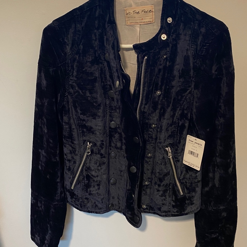 NWT We The Free Black Velvet Jacket